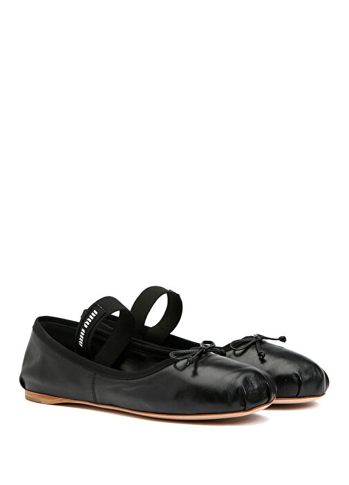 Siyah Logo Detaylı Deri Babet - Görsel 3