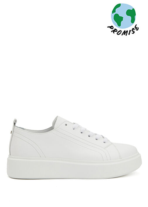 Beyaz Kadın Deri Sneaker - Görsel 2