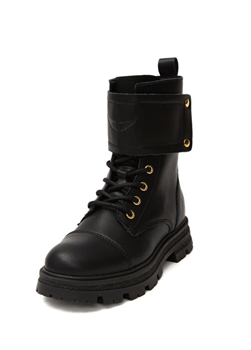 Siyah Kız Çocuk Deri Bot - Görsel 3