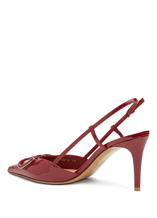 VLogo Kırmızı Deri Topuklu Ayakkabı - Görsel 4