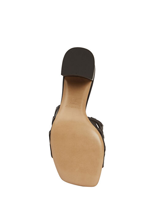 Koyu Kahve Topuklu Deri Terlik - Görsel 6