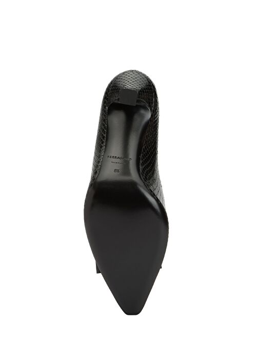 Siyah Deri Topuklu Ayakkabı - Görsel 6