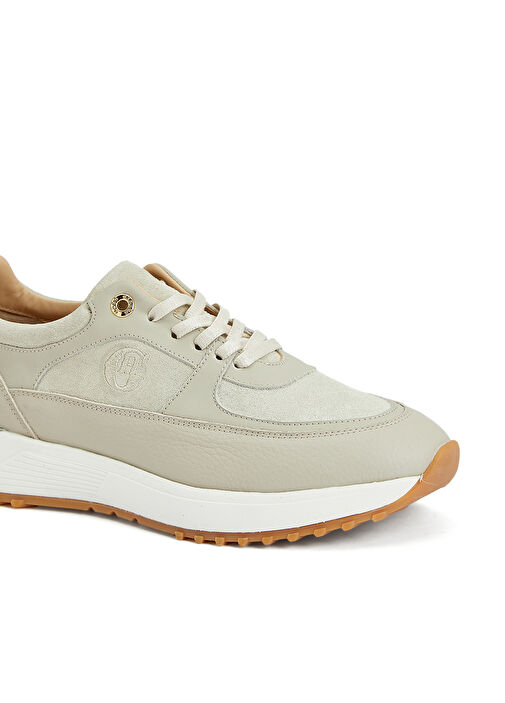 Bej Desenli Kadın Deri Sneaker - Görsel 7