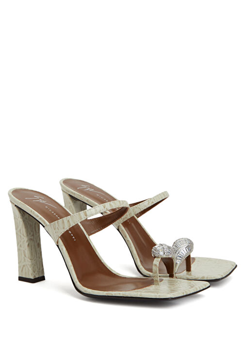 Intriigo Beyaz Deri Topuklu Terlik - Görsel 3