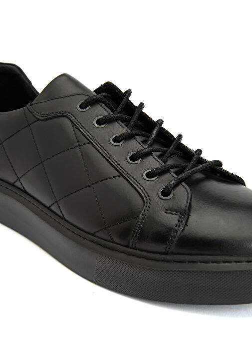 Siyah Erkek Deri Sneaker - Görsel 7