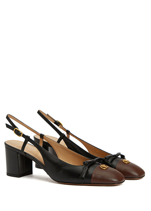 VLogo Siyah Kahve Deri Topuklu Ayakkabı - Görsel 3