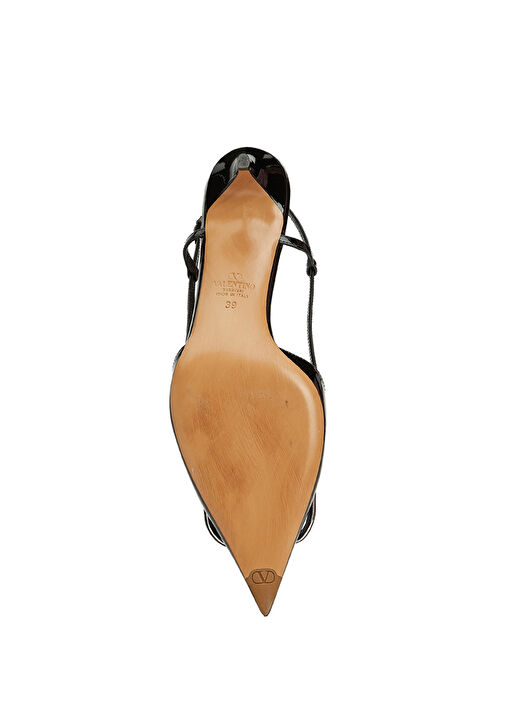 Siyah Deri Topuklu Ayakkabı - Görsel 6