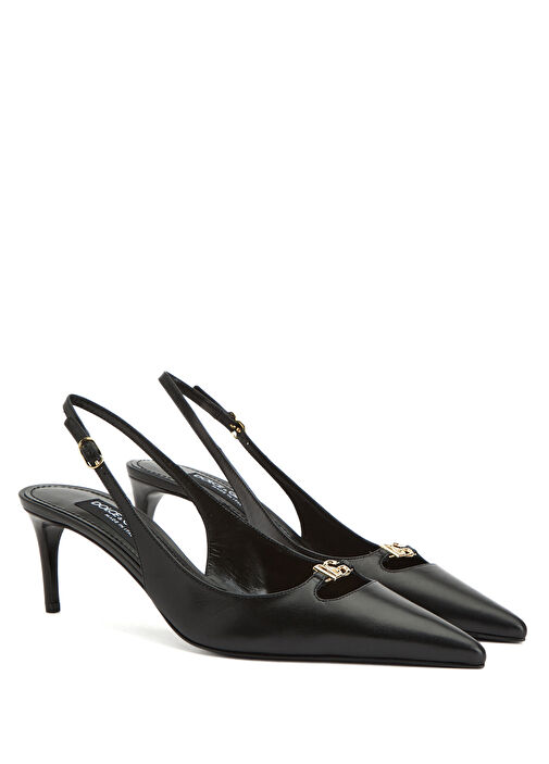 Siyah Deri Topuklu Ayakkabı - Görsel 3