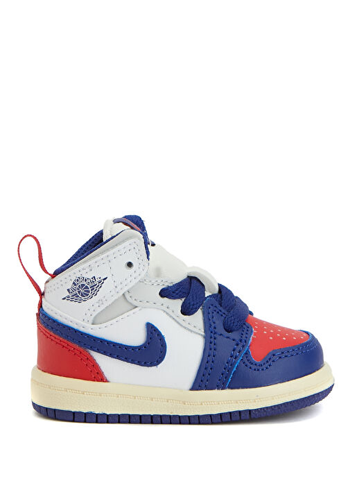 Jordan 1 Mid Beyaz Unisex Çocuk Deri Sneaker - Görsel 2