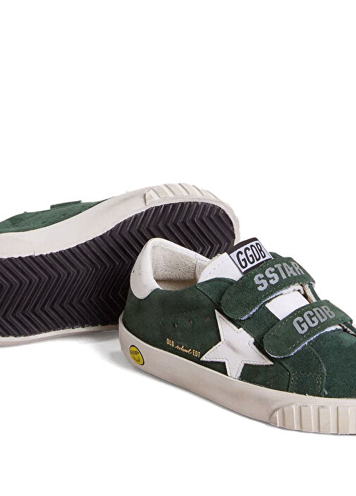 Old School Koyu Yeşil Unisex Çocuk Deri Sneaker - Görsel 4