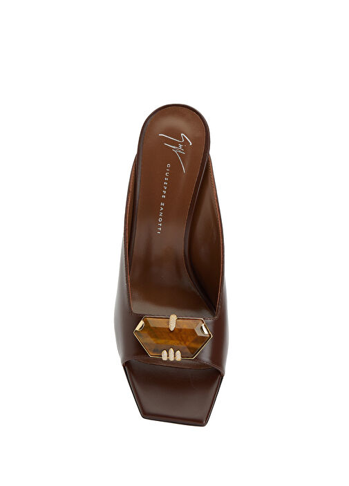 Kahverengi Kadın Deri Terlik - Görsel 5