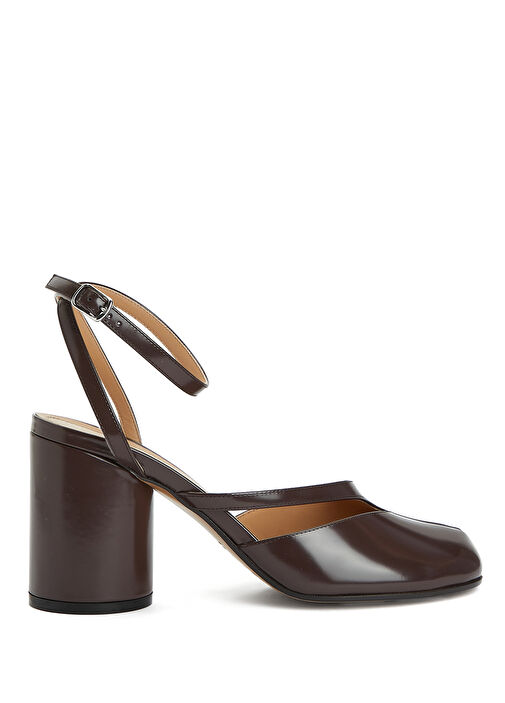 Tabi Kahverengi Deri Topuklu Ayakkabı - Görsel 2