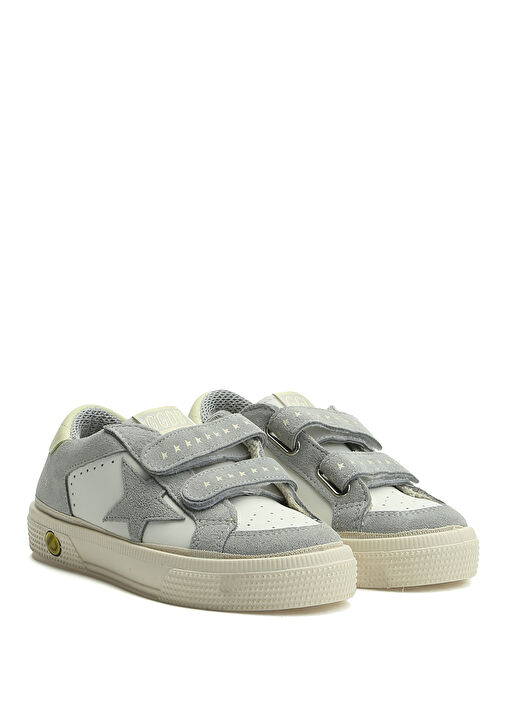 May Gri Beyaz Çocuk Deri Sneaker - Görsel 3