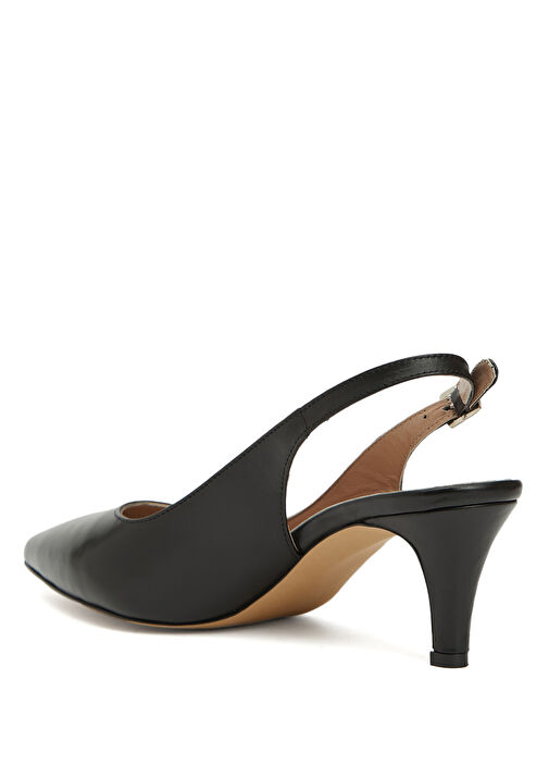 Siyah Deri Topuklu Ayakkabı - Görsel 4