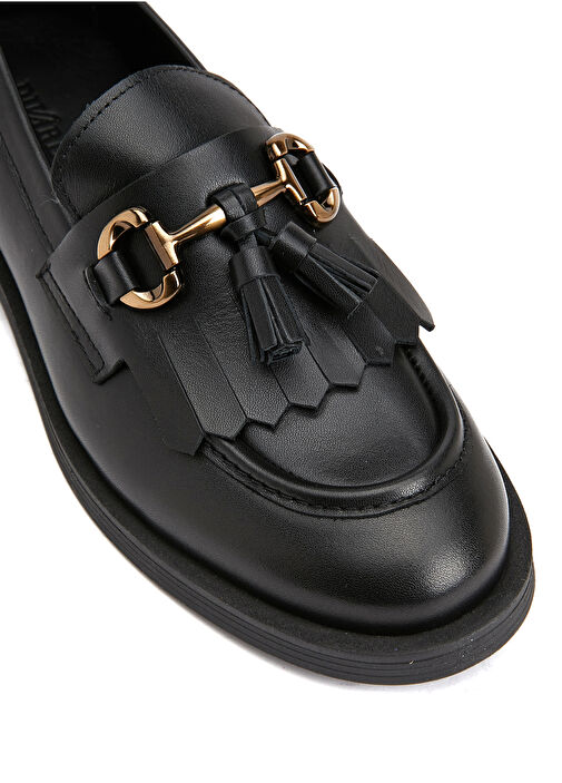 Siyah Kadın Deri Loafer - Görsel 7
