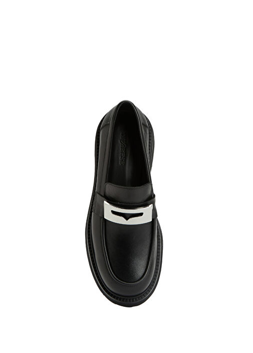 Siyah Kadın Deri Loafer - Görsel 5
