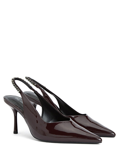 Bordo Taşlı Topuklu Ayakkabı - Görsel 3