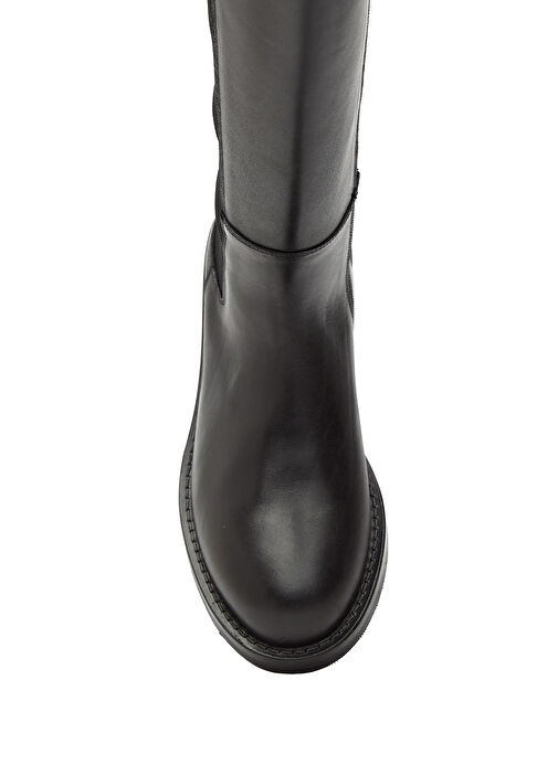 Siyah Fermuarlı Kadın Deri Çizme - Görsel 5