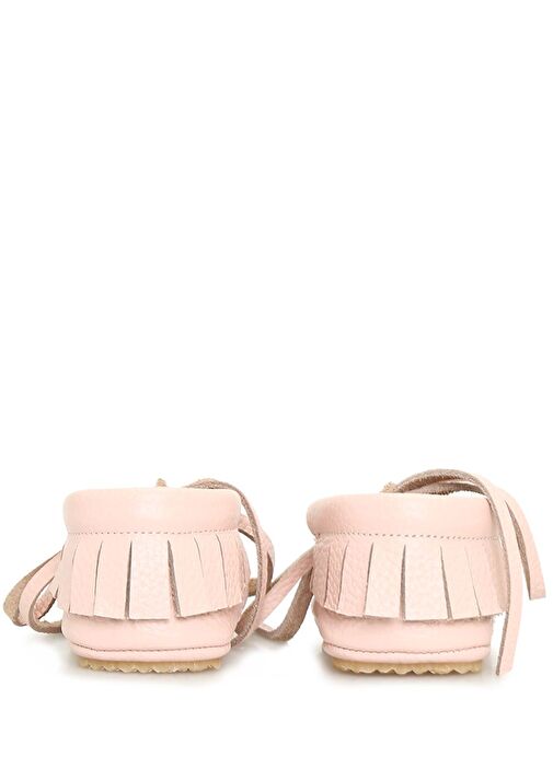 Pudra Püsküllü El Yapımı Kız Bebek Deri Ayakkabı - Görsel 5