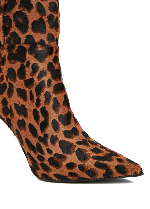 Leopar Desenli Kadın Deri Çizme - Görsel 7
