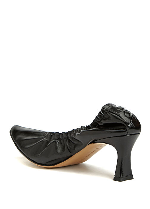Siyah Deri Topuklu Ayakkabı - Görsel 4