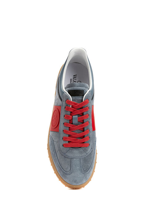 Gri Kırmızı Erkek Deri Sneaker - Görsel 5