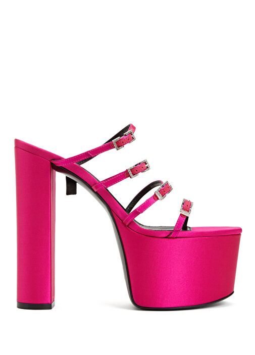 Fuşya Kemer Detaylı Kadın İpek Sandalet - Görsel 2