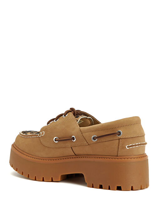 Stone Bej Desenli Kadın Deri Loafer - Görsel 4