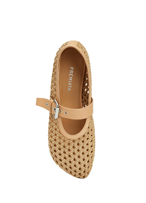 Megan Naturel Örgü Dokulu Deri Babet - Görsel 5