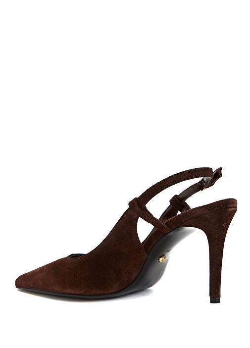Kahverengi Süet Deri Topuklu Ayakkabı - Görsel 4