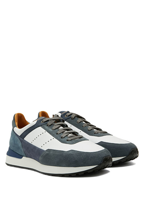 Mavi Beyaz Erkek Deri Sneaker - Görsel 3