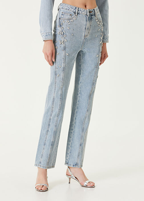 【送料&関税込】self-portrait Decorated Straight Leg Jeans Self-Portrait Rhinestone-Embellished Denim Straight-Leg