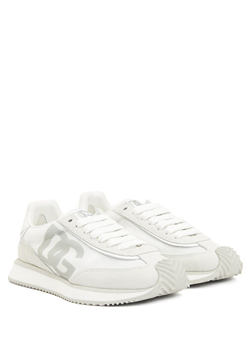 Beyaz Logo Detaylı Kadın Deri Sneaker - Görsel 3