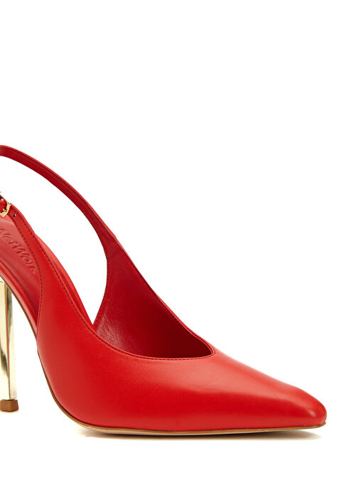 Kırmızı Deri Topuklu Ayakkabı - Görsel 7