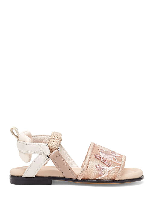 Pembe Logo Nakışlı Dokulu Kız Çocuk Sandalet - Görsel 2