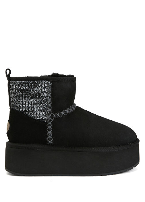 Stinger Knit Flatform Siyah Kadın Deri Bot - Görsel 2