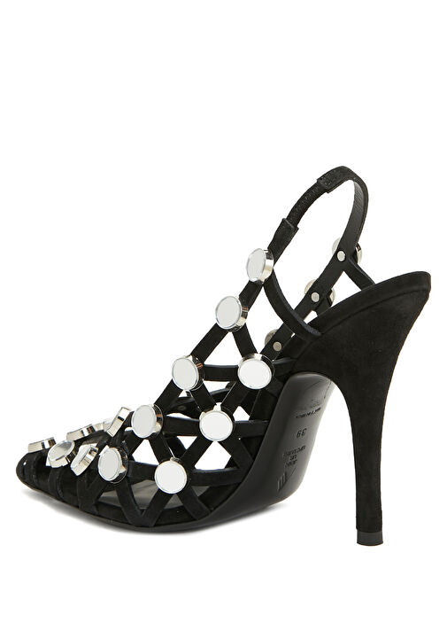 Siyah Deri Topuklu Ayakkabı - Görsel 4