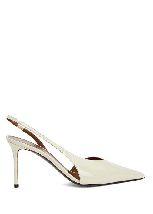 Kırık Beyaz Deri Topuklu Ayakkabı - Görsel 2