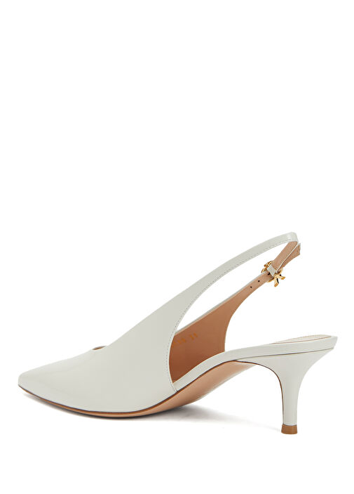 Ekru Deri Topuklu Ayakkabı - Görsel 4