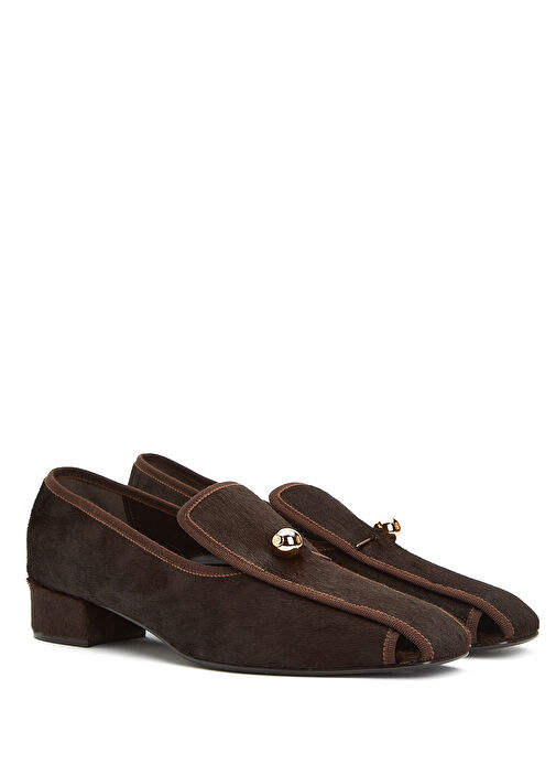 Koyu Kahverengi Kadın Deri Loafer - Görsel 3