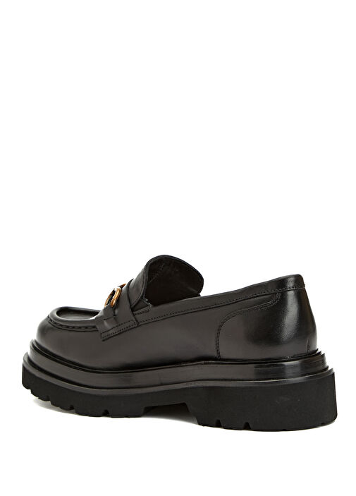 Siyah Kadın Deri Loafer - Görsel 4