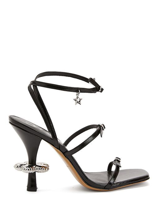 The Daisy Siyah Kadın Deri Sandalet - Görsel 2