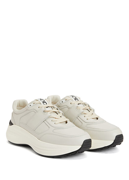 Krem Kadın Deri Sneaker - Görsel 3