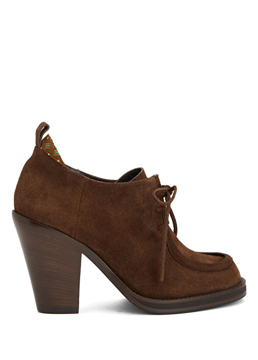 Texan Kahverengi Süet Topuklu Ayakkabı - Görsel 2