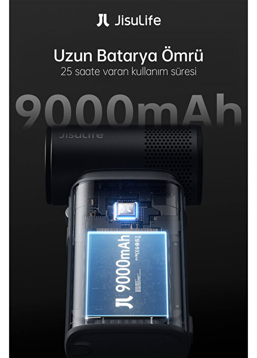 Jisulife - Handheld Fan Ultra2 3 in 1 Koyu Gri El Fanı 9000 mah