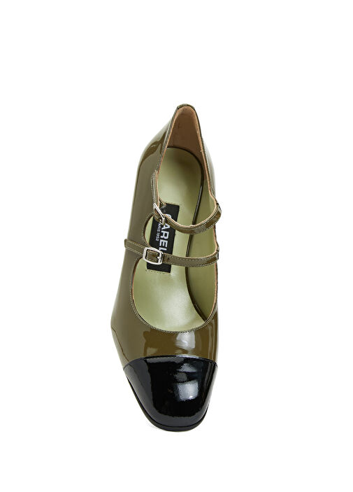Cherry Haki Deri Topuklu Ayakkabı - Görsel 5