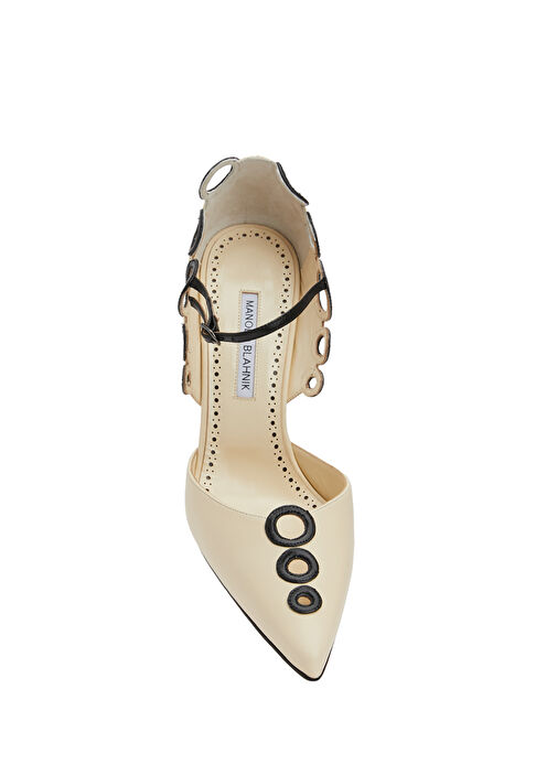 Akrabak Ekru Deri Topuklu Ayakkabı - Görsel 5