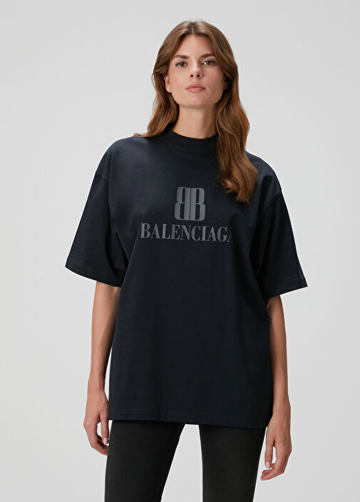 Balenciaga Siyah Kadın Siyah Logo Baskılı T-shirt 1780325 | Beymen