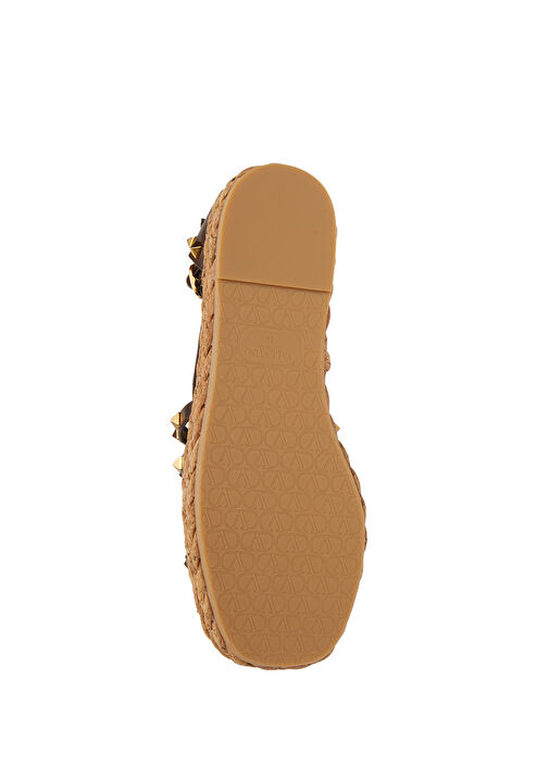 Rockstud Kahverengi Kadın Deri Espadril - Görsel 6