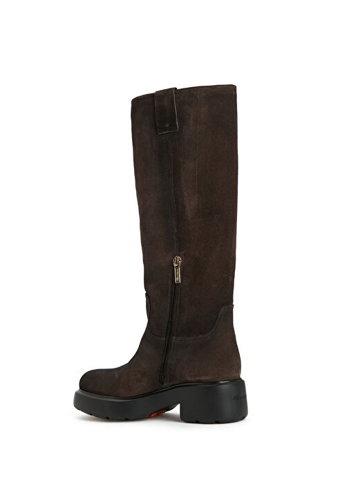 Koyu Kahverengi Kadın Deri Çizme - Görsel 4